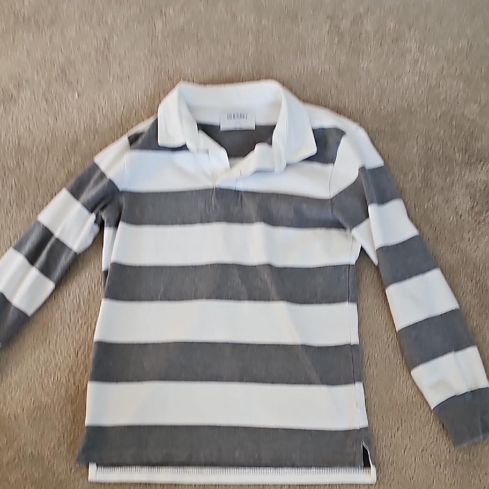 Crewcuts Gray and White Striped Polo Shirt